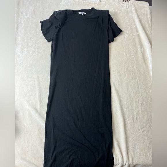 Frame T Shirt Dress Small Black Shoulder Pad Embellished Detail long - Picture 1 of 11